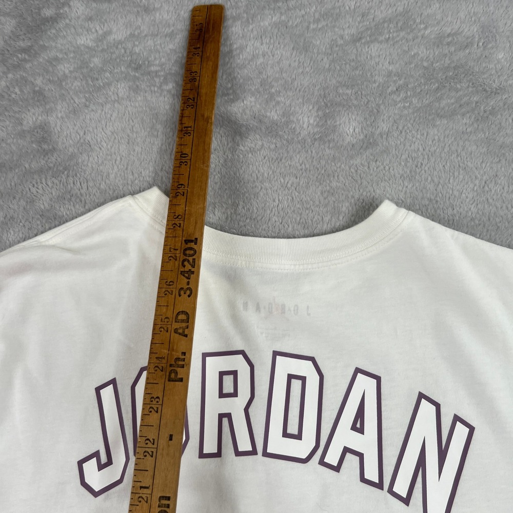 Jordan Jumpman 23 Graphic T-Shirt L White Men Basketball Streetwear Tee 2 Sided - Picture 7 of 8